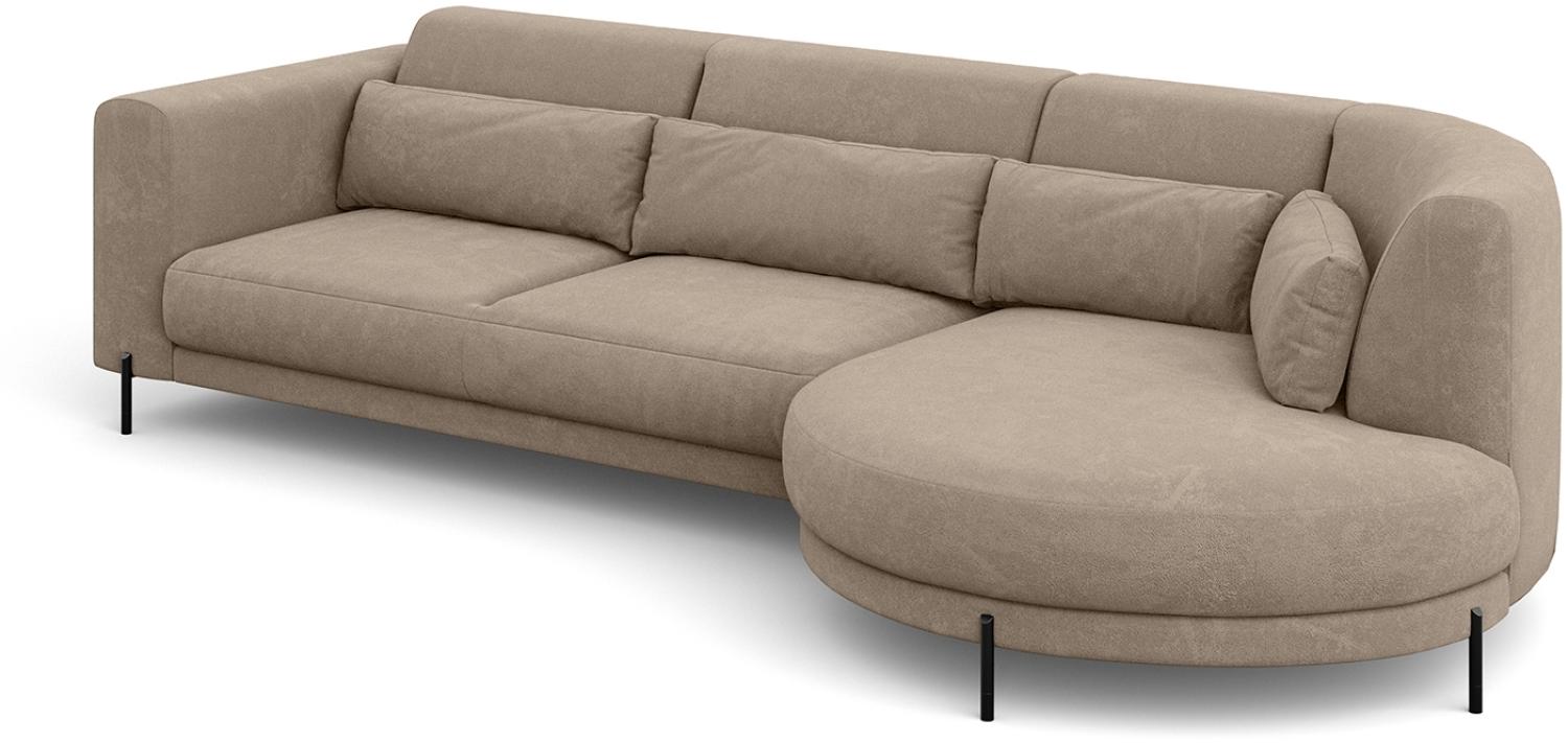 MEBLINI Ecksofa mit Kissen und Metallbeinen - Abgerundetes Sofa - Couch L-Form - Eckcouch - Wohnlandschaft - BOBBY - 319x159x89cm Rechts - Braun Samt Bild 1