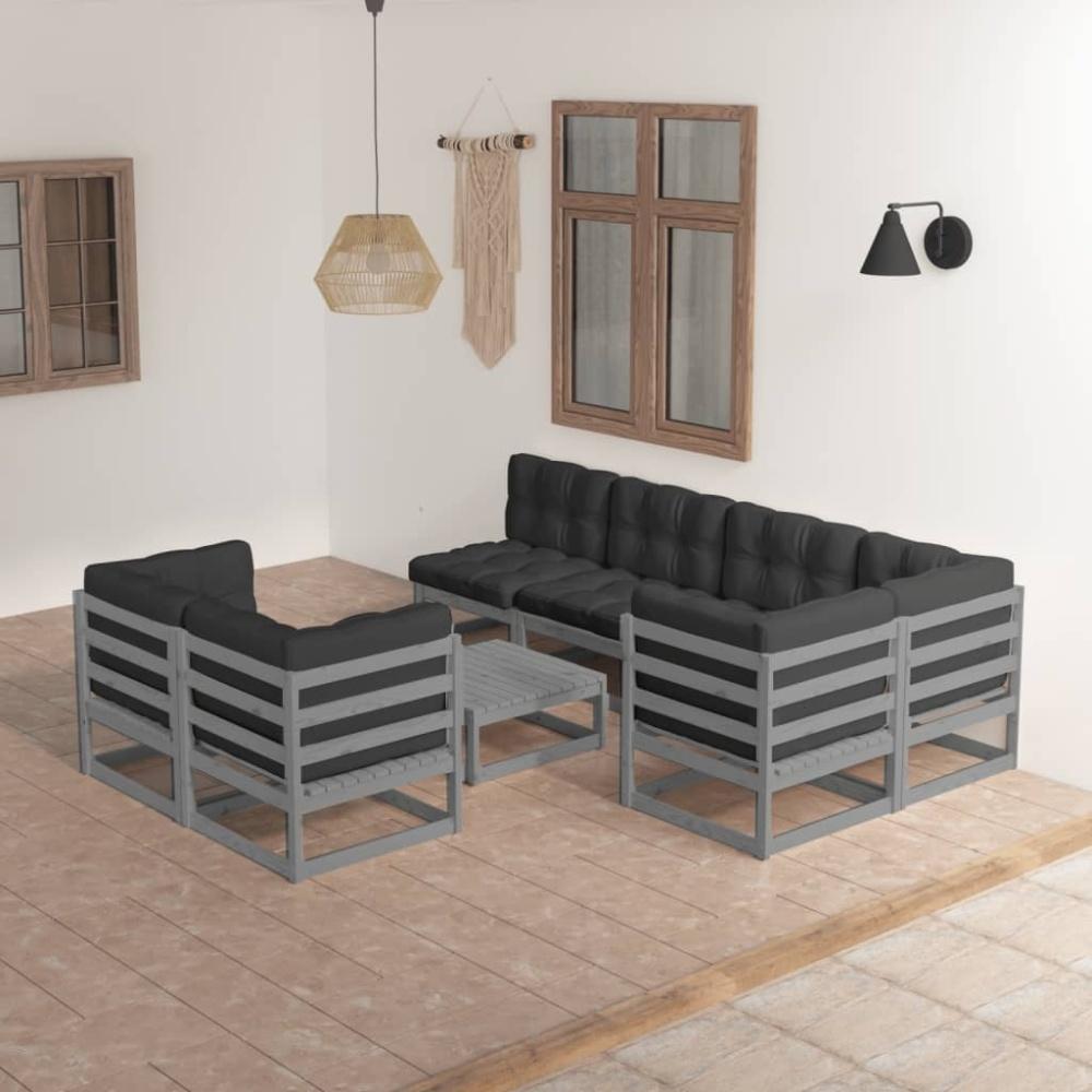 vidaXL 8-tlg. Garten-Lounge-Set mit Kissen Massivholz Kiefer 3076701 Bild 1