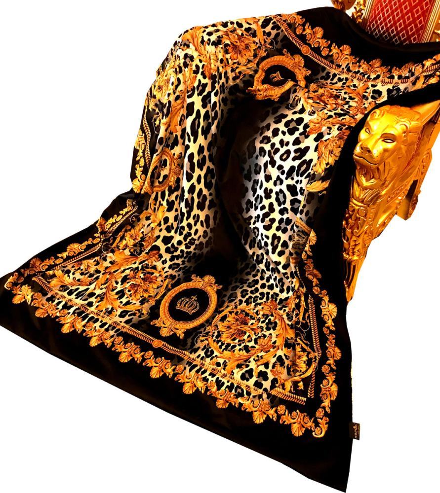 Luxus Wohndecke Pompöös by Casa Padrino Barock Kronen / Leopard / Gold von Harald Glööckler mit Glitzersteinen Bild 1