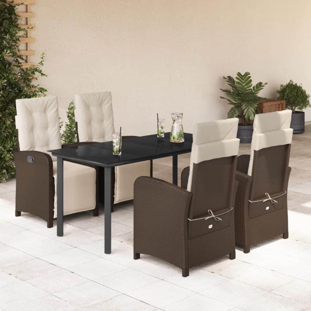 vidaXL 5-tlg. Garten-Essgruppe mit Kissen Braun Poly Rattan 3212552 Bild 1