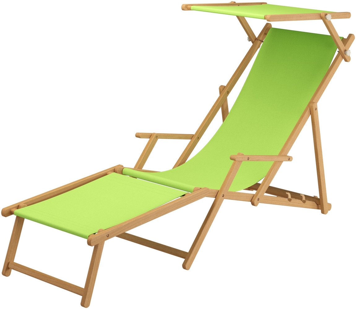 Sonnenliege pistazie Gartenliege Fußteil Sonnendach Kissen Buche hell klappbar 10-306 N F S KD Bild 1