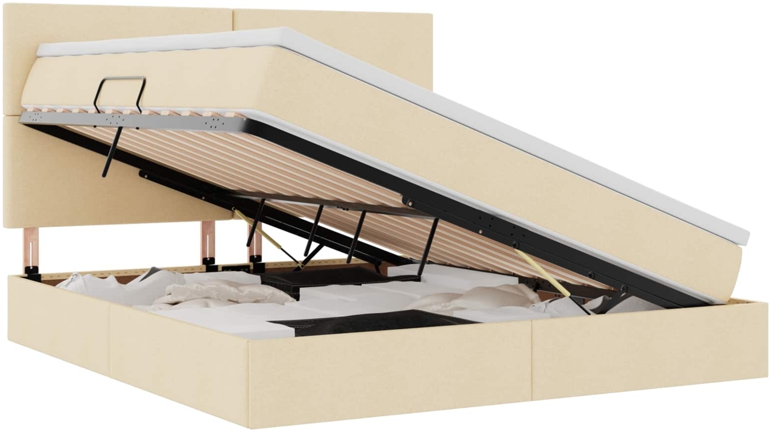 vidaXL Aufbewahrungsbett mit Matratze Creme 160x200 cm Kunstleder 3371731 Bild 1
