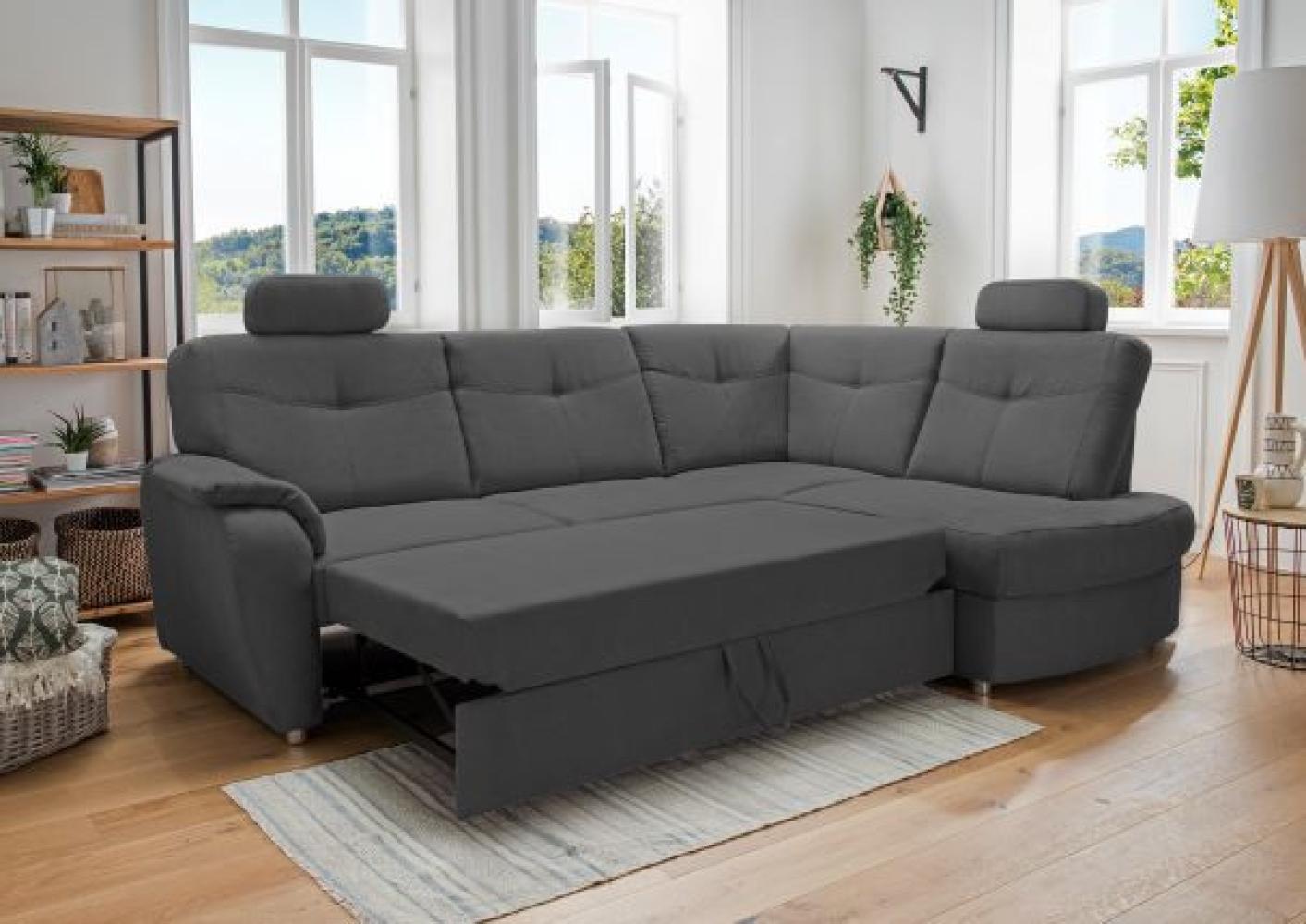Benformato Ecksofa Edina mit Schlaffunktion & Bettkasten Mikrofaser Anthrazit Bild 1