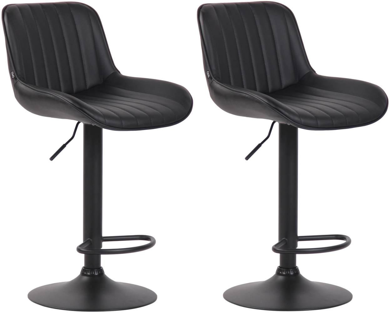 2er Set Barhocker Lentini, drehbar, Schwarz, Schwarz, Kunstleder Bild 1