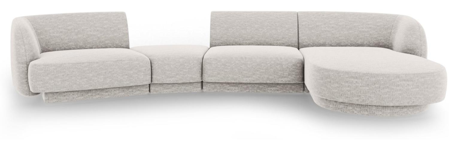 Micadoni Modulares Sofa Miley mit Recamiere 4-Sitzer Rechts Chenille Hellgrau Bild 1