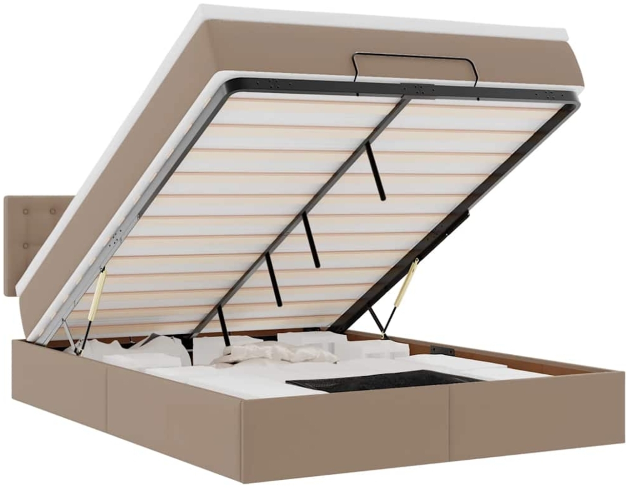 vidaXL Ottoman-Bett mit Matratze Cappuccino-Braun 140x190cm Kunstleder 3311307 Bild 1