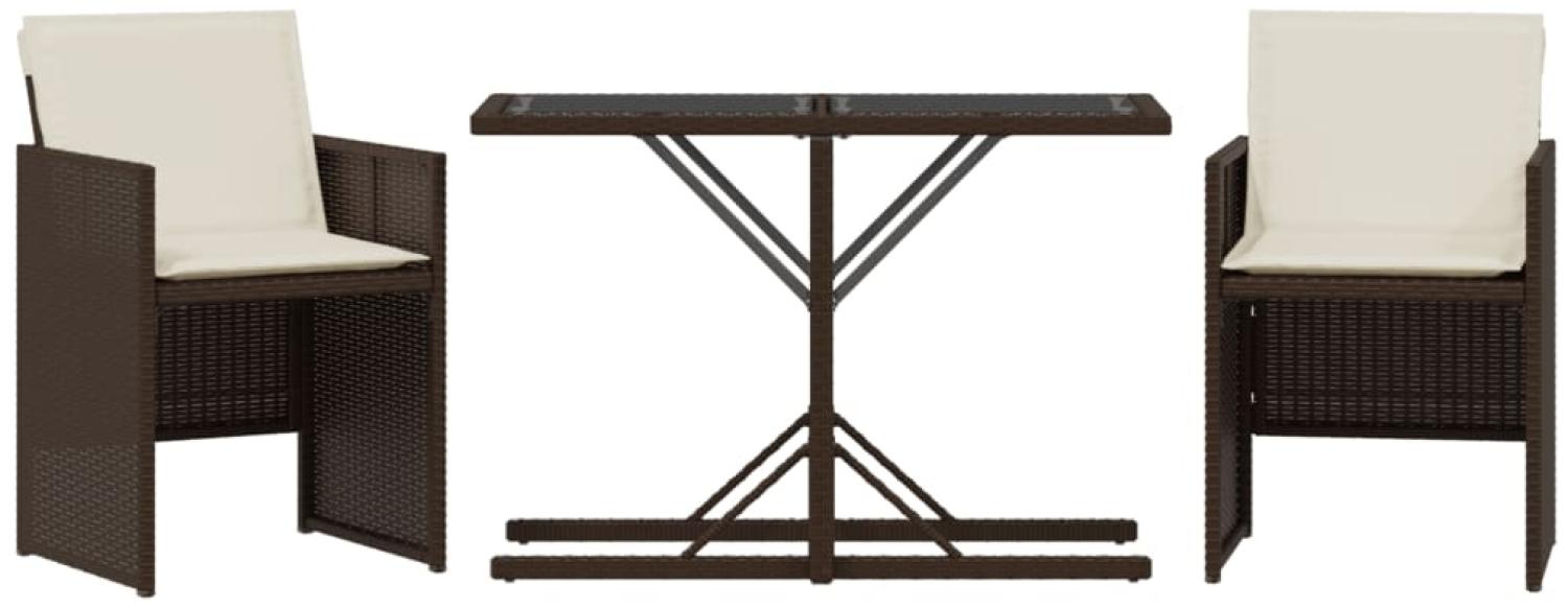 vidaXL 3-tlg. Bistro-Set mit Kissen Braun Poly Rattan 365065 Bild 1