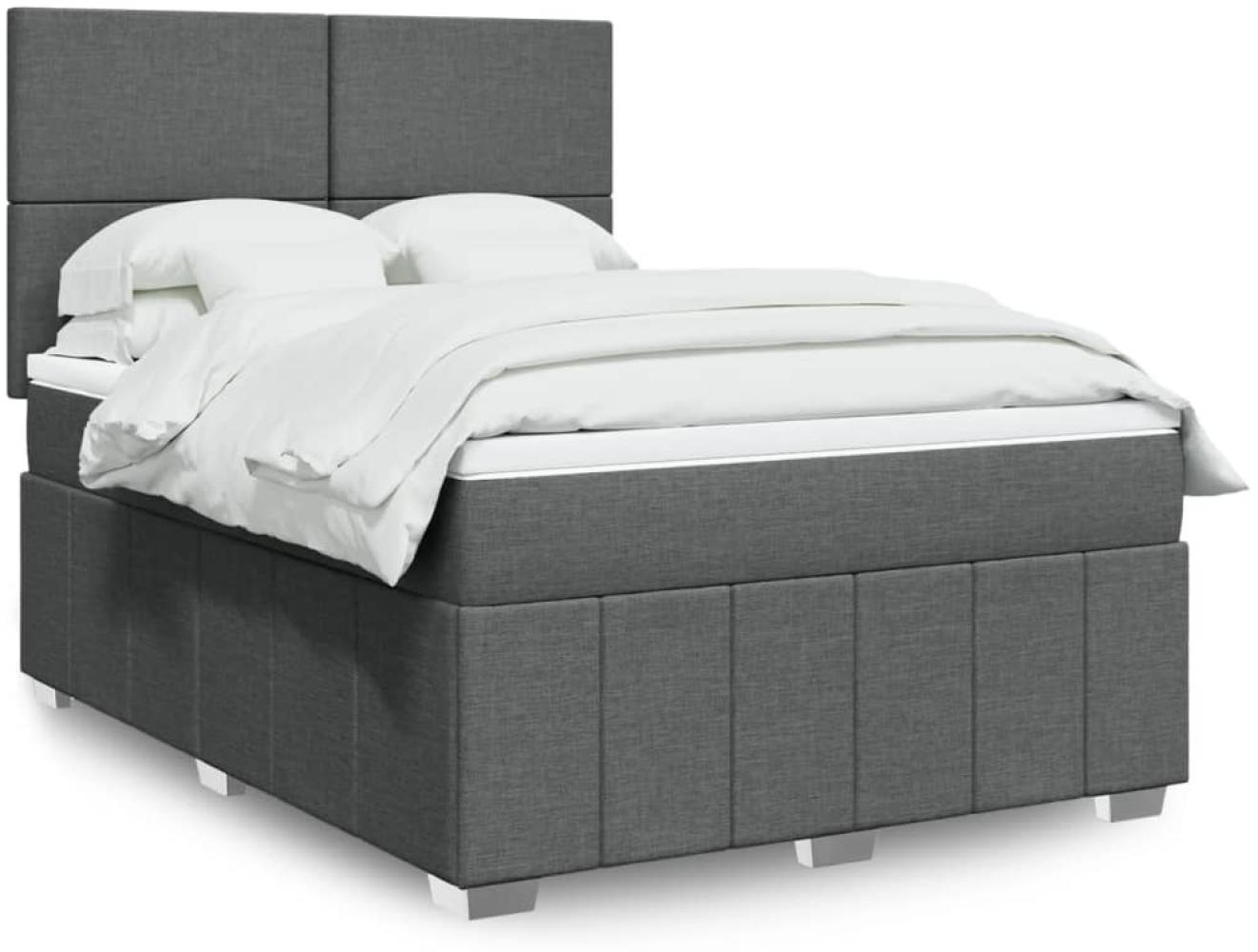 vidaXL Boxspringbett mit Matratze Dunkelgrau 160x200 cm Stoff 3294013 Bild 1