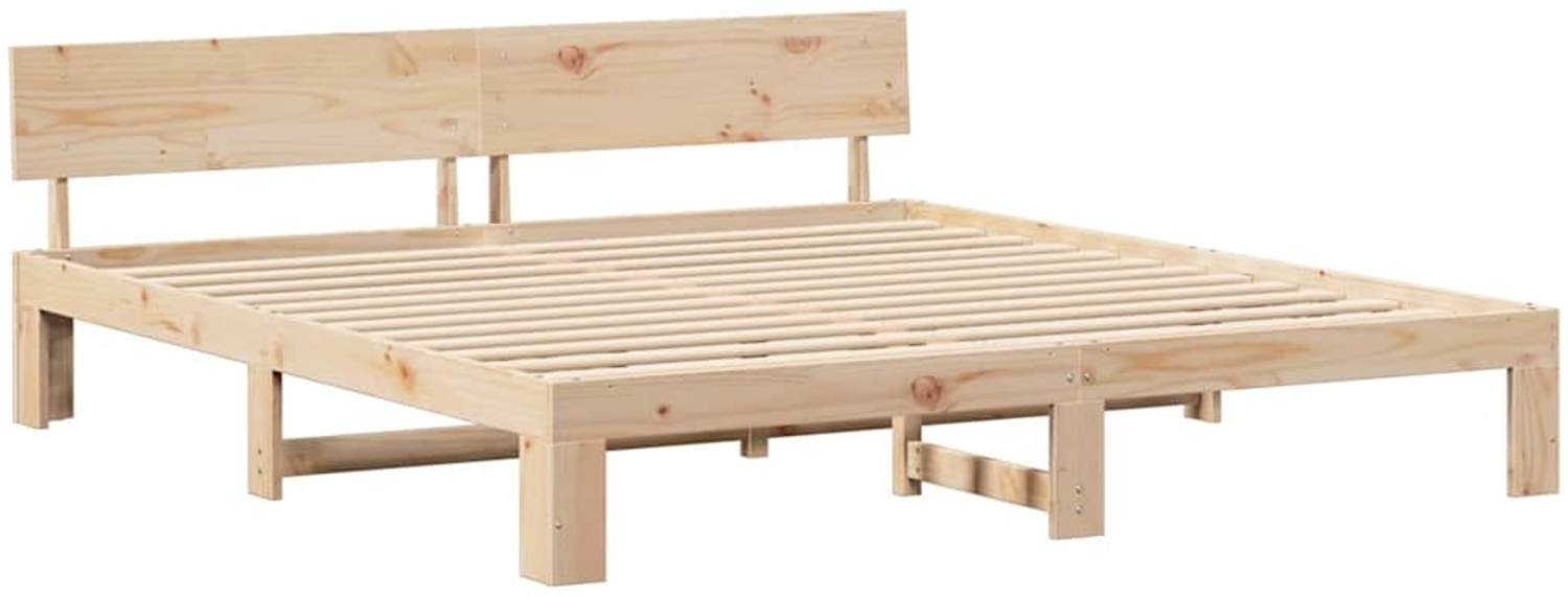 vidaXL Bettrahmen mit Kopfteil Natur 180 x 200 cm Massives Kiefernholz 872641 Bild 1