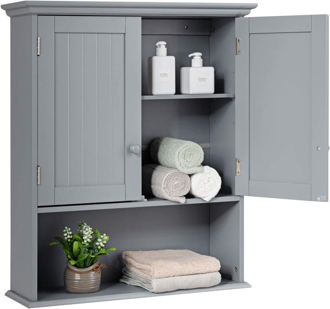 KOMFOTTEU Hängeschrank Wandschrank mit 2 Türen,verstellbaren Einlegeboden,60 x 20 x 70 cm Bild 1