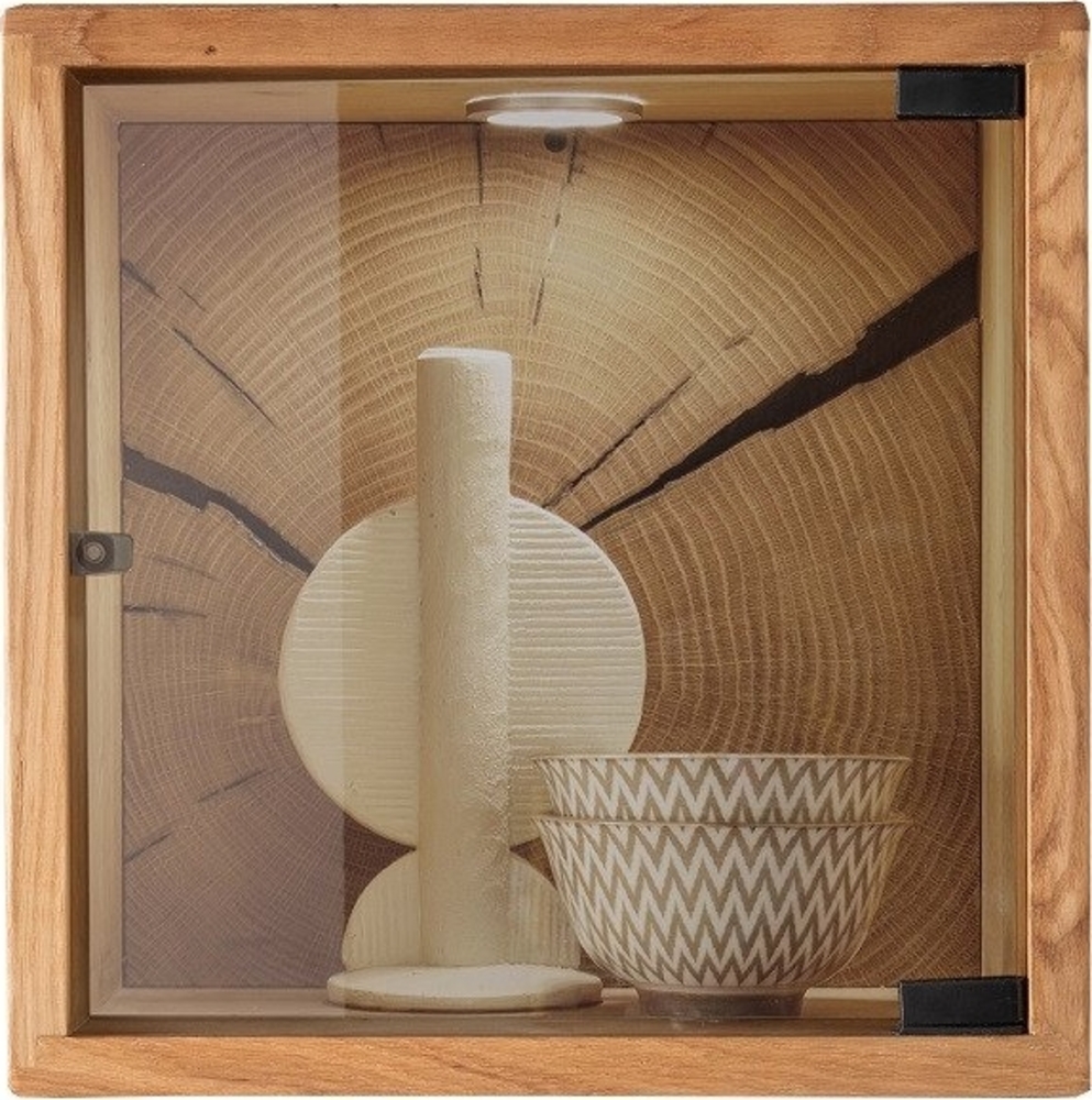 Wandregal mit Glastür 34x34cm 'Danzig II' Wildeiche massiv Bild 1