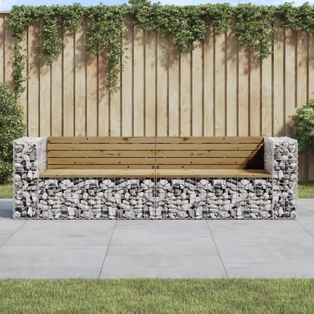 vidaXL Gartenbank aus Gabionen 244x71x65,5 cm Kiefernholz Imprägniert 3196241 Bild 1