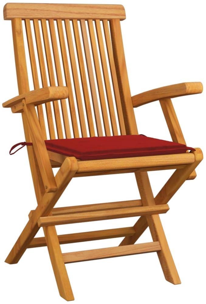 vidaXL Gartenstühle mit Roten Kissen 6 Stk. Massivholz Teak 3062547 Bild 1