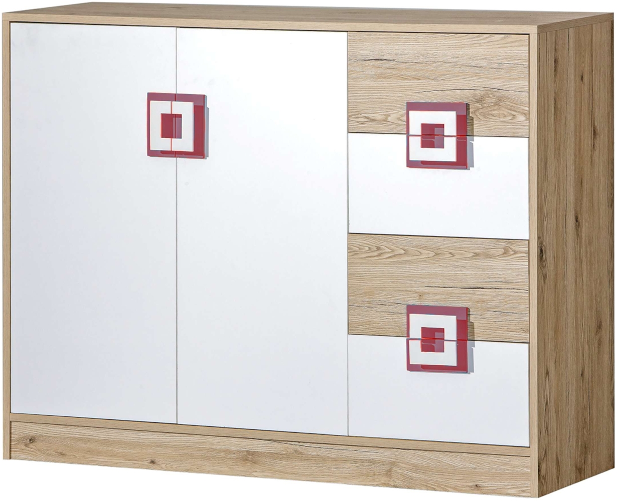 99rooms Nicole II Kommode Eiche Weiß Rosa Bild 1