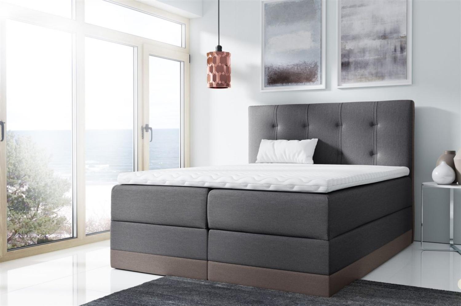 Boxspringbett BALEA 200x200cm Grau-Braun Bild 1