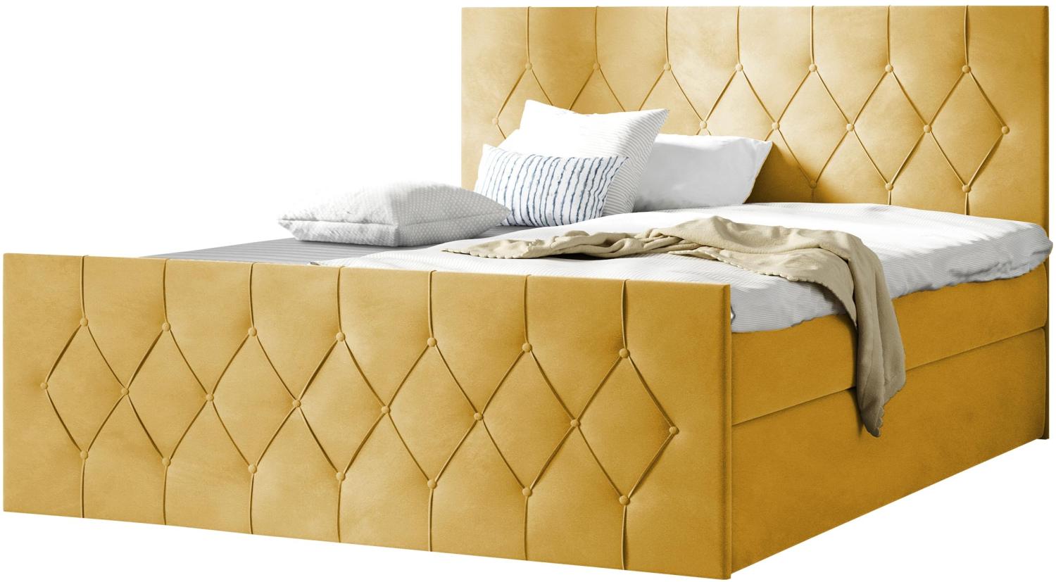 Boxspringbett Simori Lux, Gelb, 120 x 200 cm Bild 1