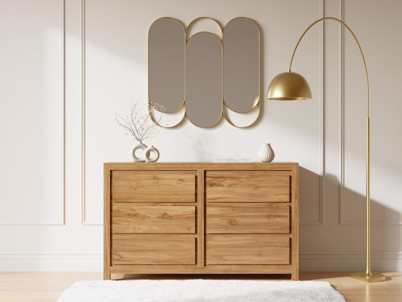 Vente-unique - Kommode mit 6 Schubladen - Teakholz - Holzfarben - ALEMIA Bild 1