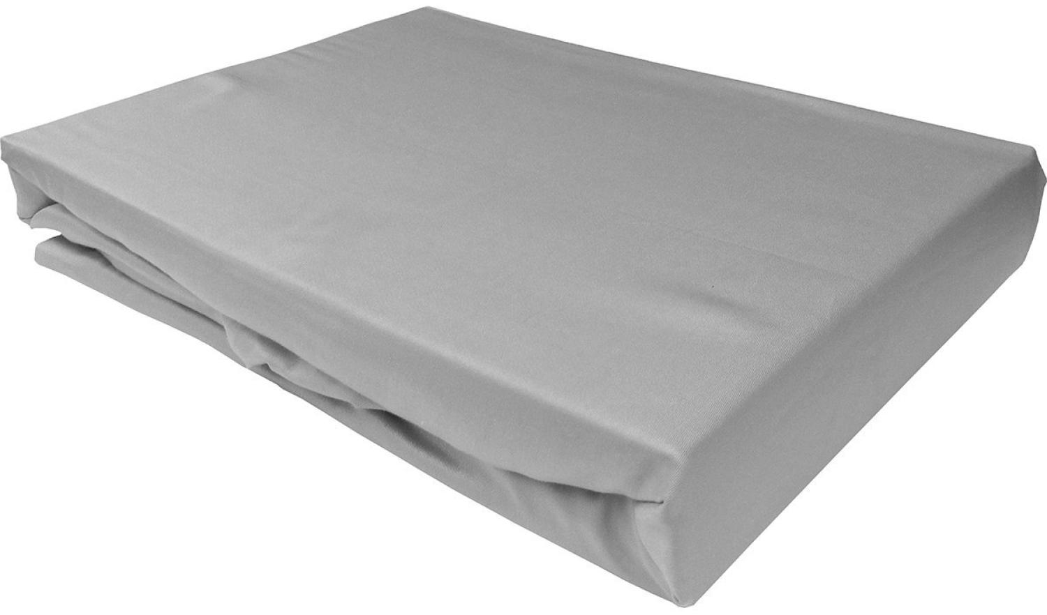 Bettwaesche-mit-Stil Mako-Satin Spannbettlaken grau 70x200cm Bild 1