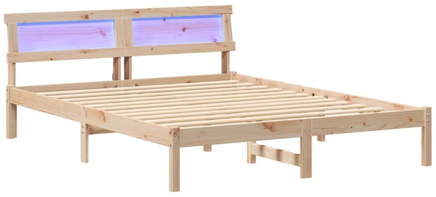 vidaXL Bettrahmen mit Kopfteil Braun 160 x 200 cm Massives Kiefernholz 872812 Bild 1