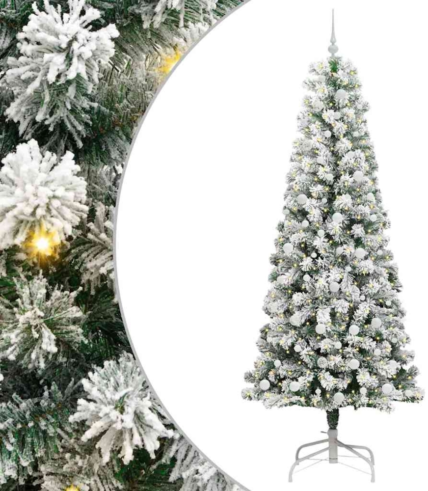 vidaXL Künstlicher klappbarer Weihnachtsbaum Grün und Weiß 240 cm 3395616 Bild 1