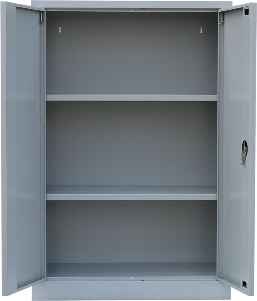 Stahl-Aktenschrank Metallschrank abschließbar Büroschrank Stahlschrank 120 x 92,5 x 42,2cm Grau/Rot 530324 Bild 1