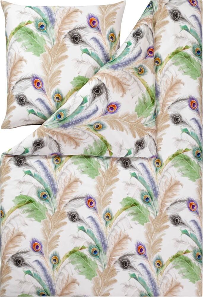 Estella Bettwäsche Feather 4772 985 Multicolor Mako Satin 155 x 220 + 80 x 80 cm Bild 1