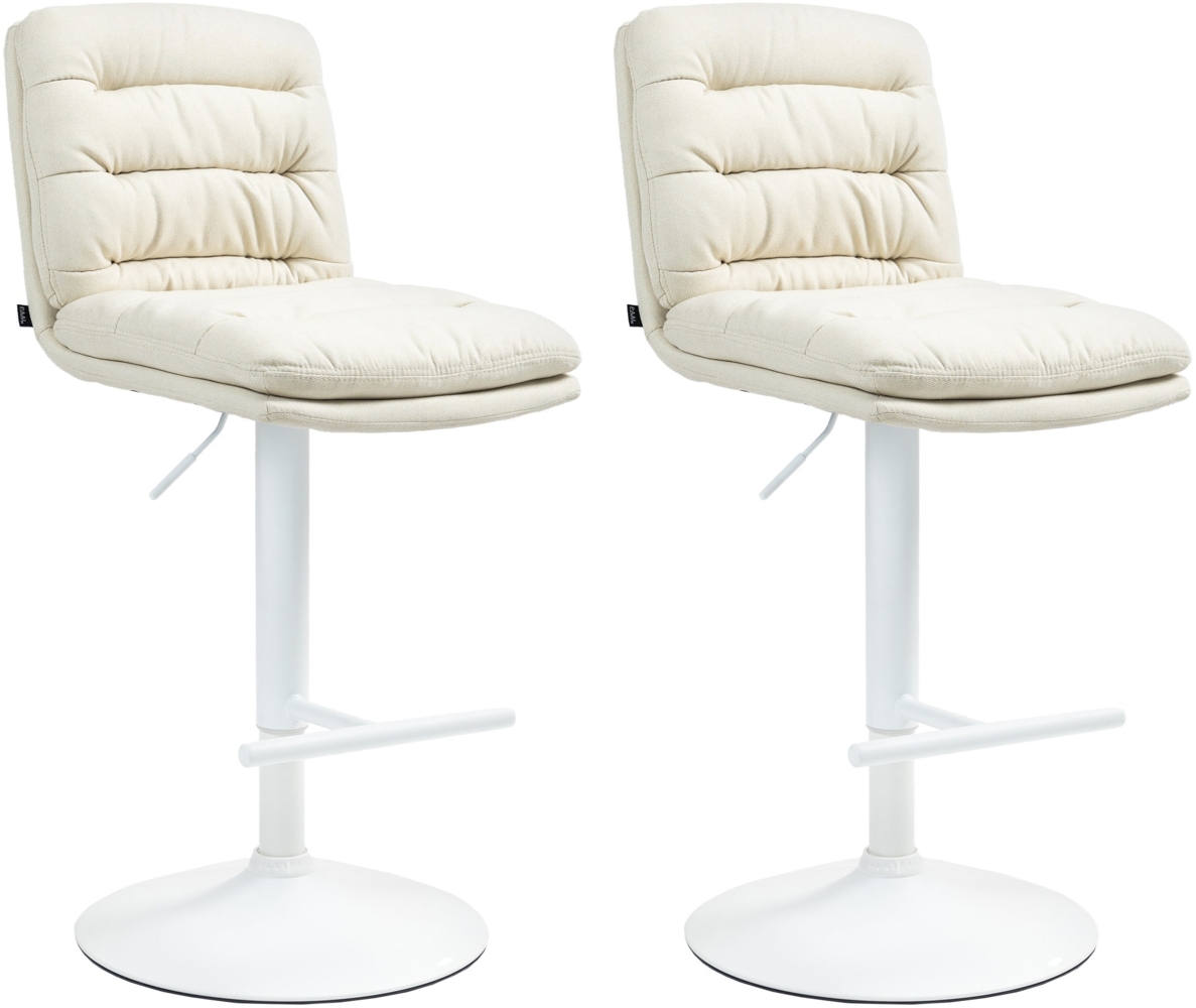 DELUKE® Barhocker 2er Set TURIN - Creme, Stoff, Weiß Barhocker mit Lehne Barstuhl Tresenhocker Tresenstuhl Kneipenhocker Kneipenstuhl Bild 1