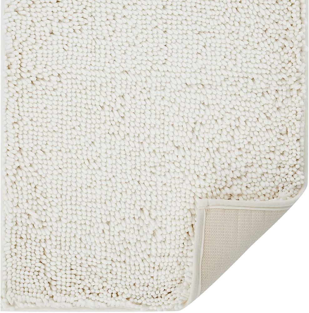 Lifewit 50x76cm extra weiche Badematte, saugfähige Shaggy Badematte aus Chenille, rutschfeste Plüschteppiche für Bad, Wanne und Dusche Cremeweiß Bild 1