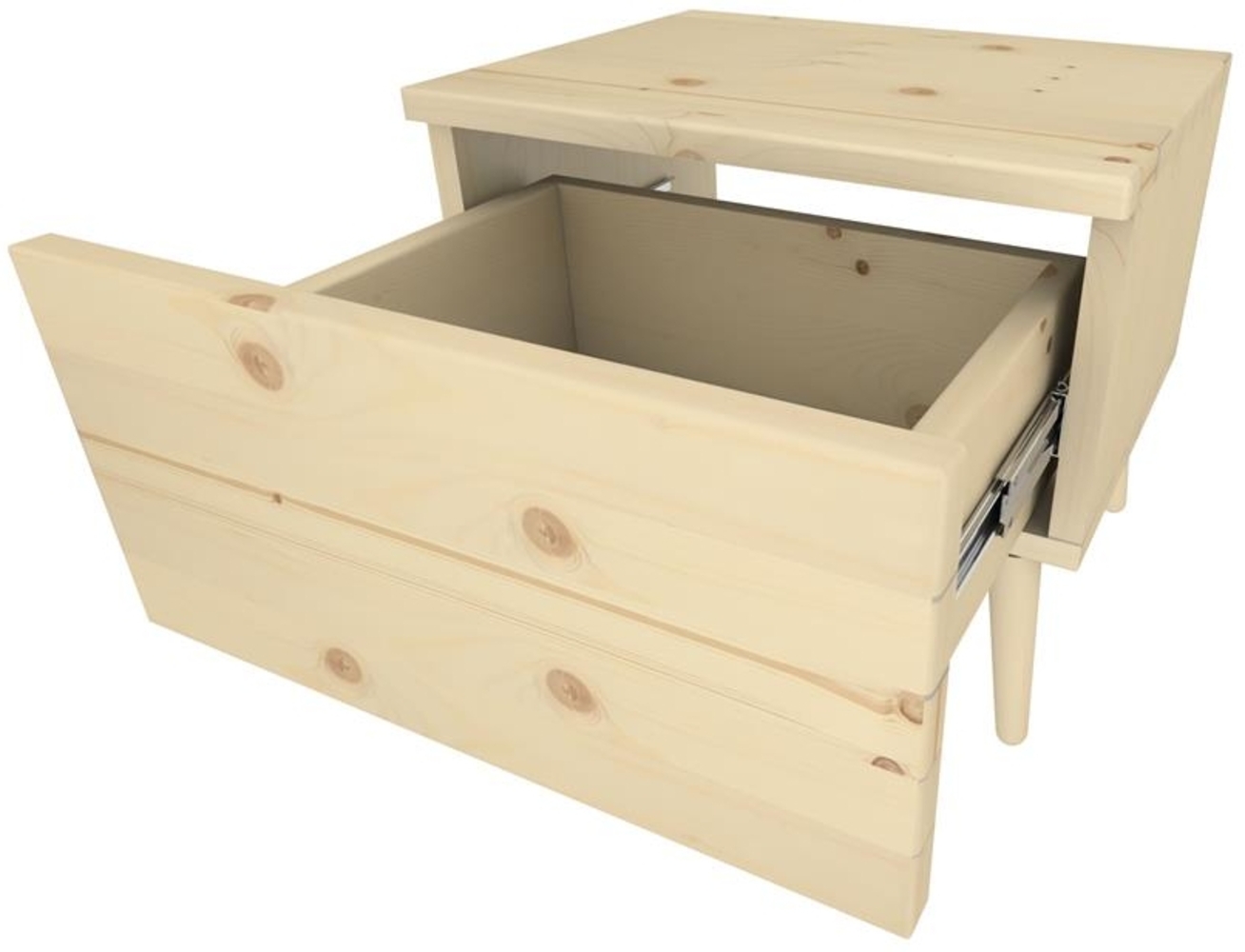 Nachtkästchen mit Schub 1 mit Füße Fichte Bild 1