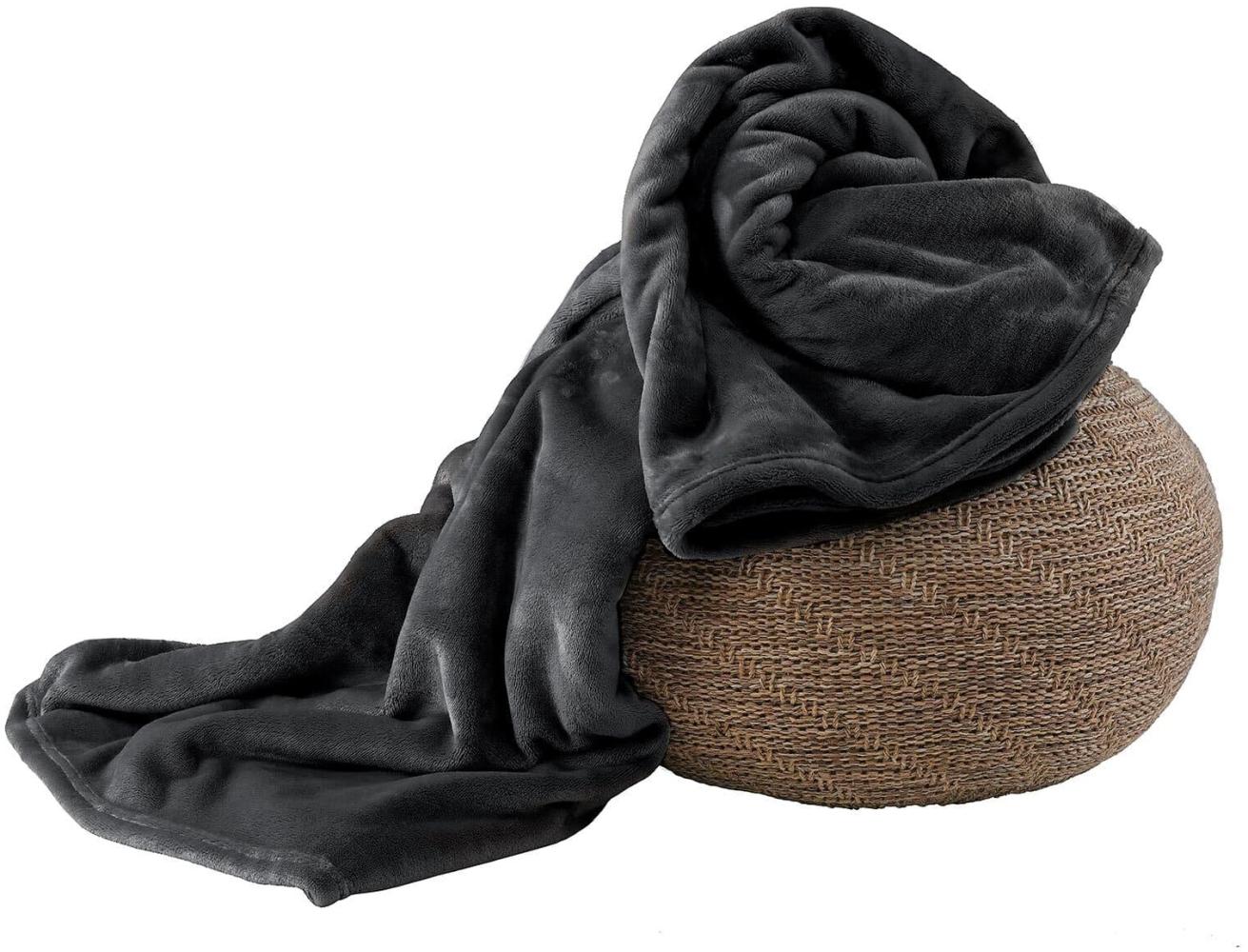 Holiday Heimtex Flanell-Kuscheldecke Mikrofaser 220x240 cm anthrazit Bild 1