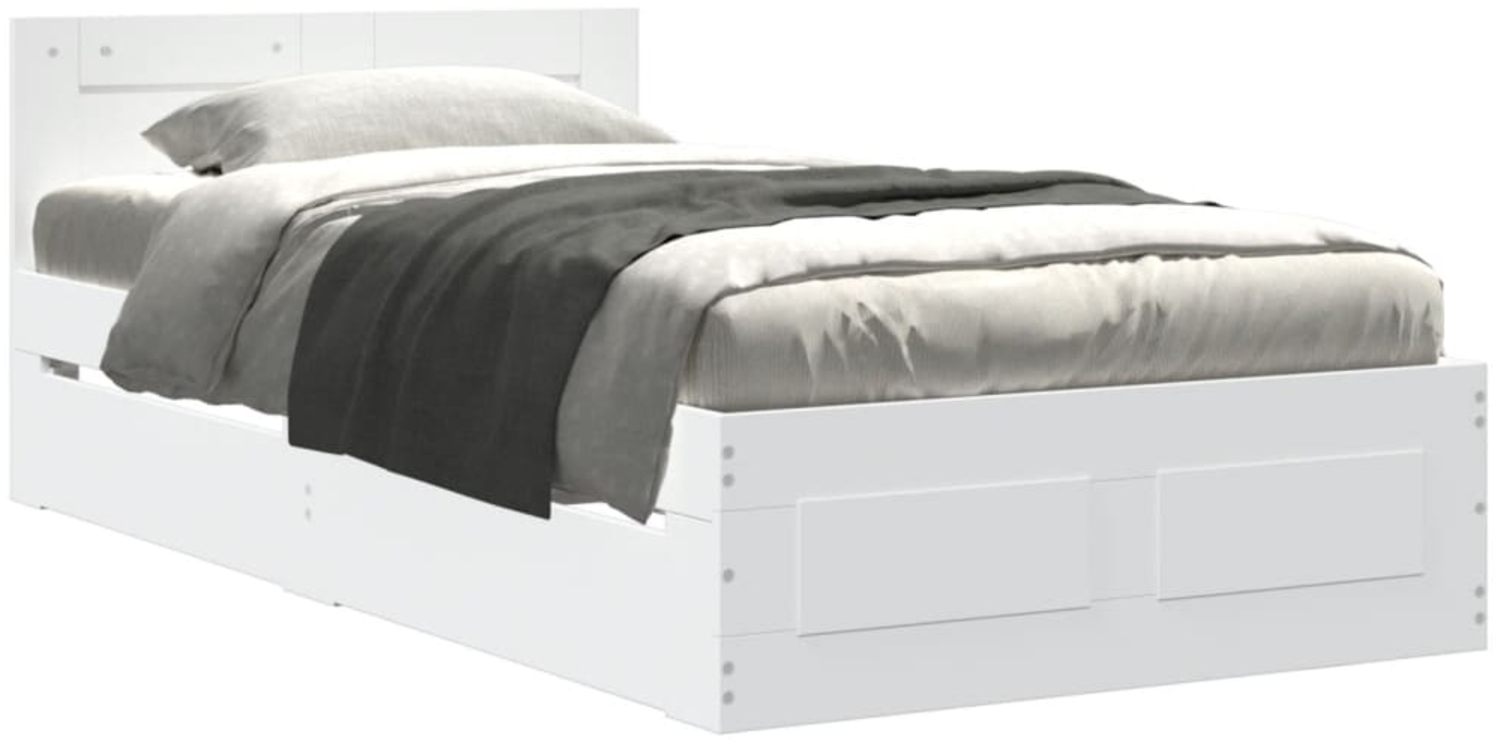 vidaXL Bettgestell mit Kopfteil ohne Matratze Weiß 100x200 cm 3295576 Bild 1
