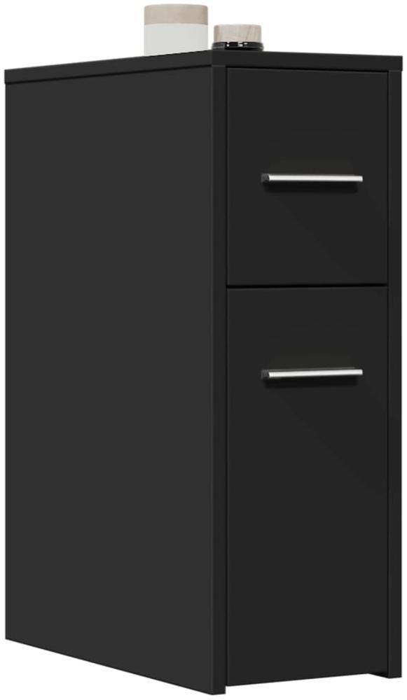 Badschrank Schmal Mit Rollen, Holzwerkstoff Schwarz, 22 x 44 x 61,5 cm Bild 1