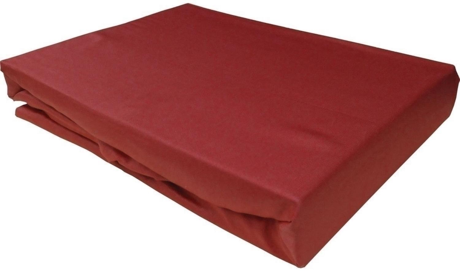 Bettwaesche-mit-Stil Mako-Satin Spannbettlaken rot 180x200cm Höhe 31-40cm Bild 1