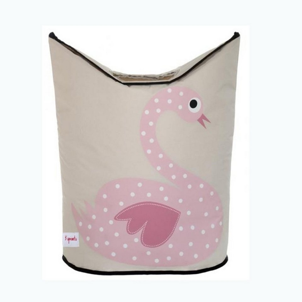 Aufbewahrung im Kinderzimmer | Wäschekorb rosa Schwan, von 3 sprouts, 48 x 56 x 28 cm Bild 1