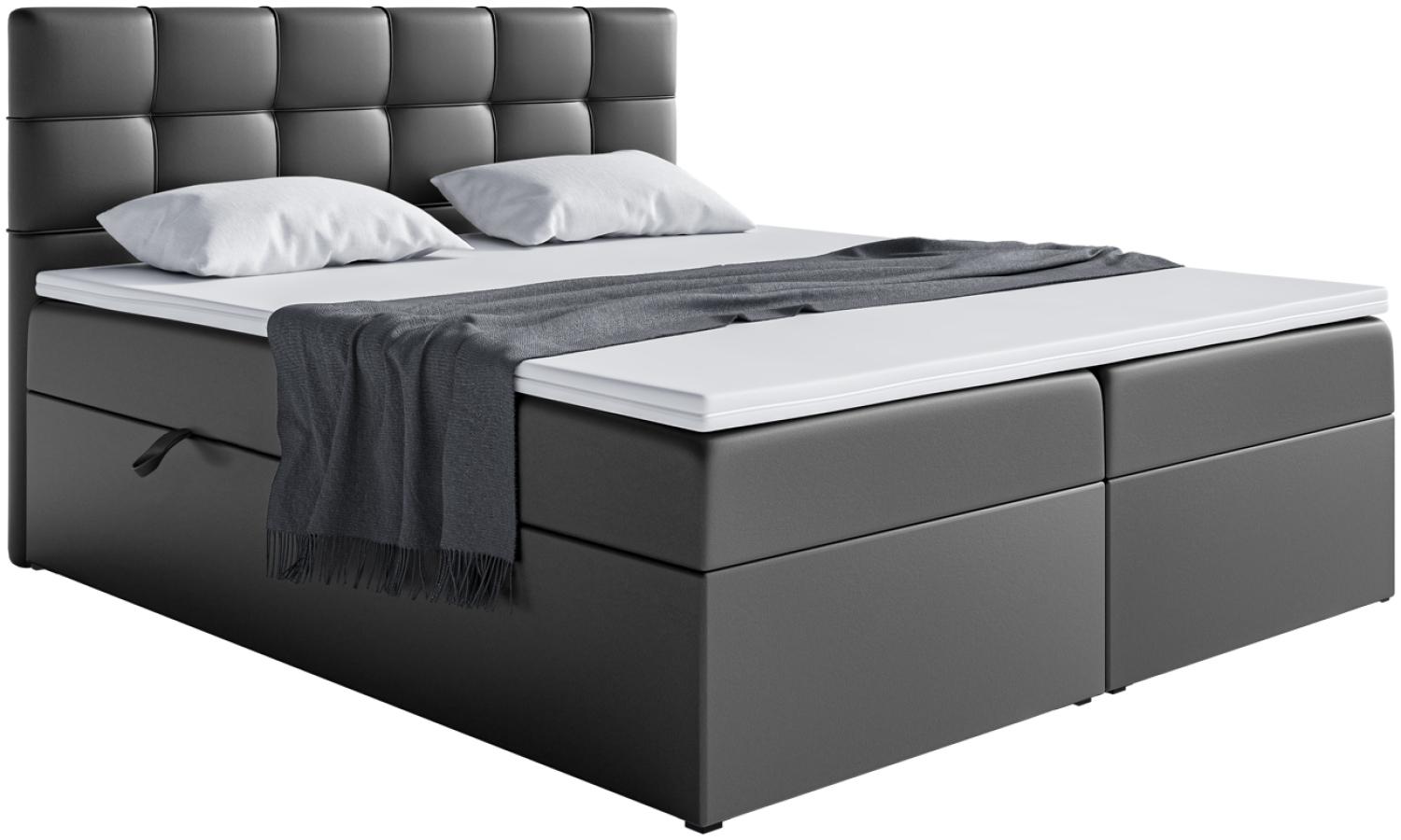 MEBLINI Boxspringbett TAPO 1 180x200 cm mit Bettkasten - H3/Schwarz Kunstleder Polsterbett - Doppelbett mit Topper & Taschenfederkern-Matratze Bild 1