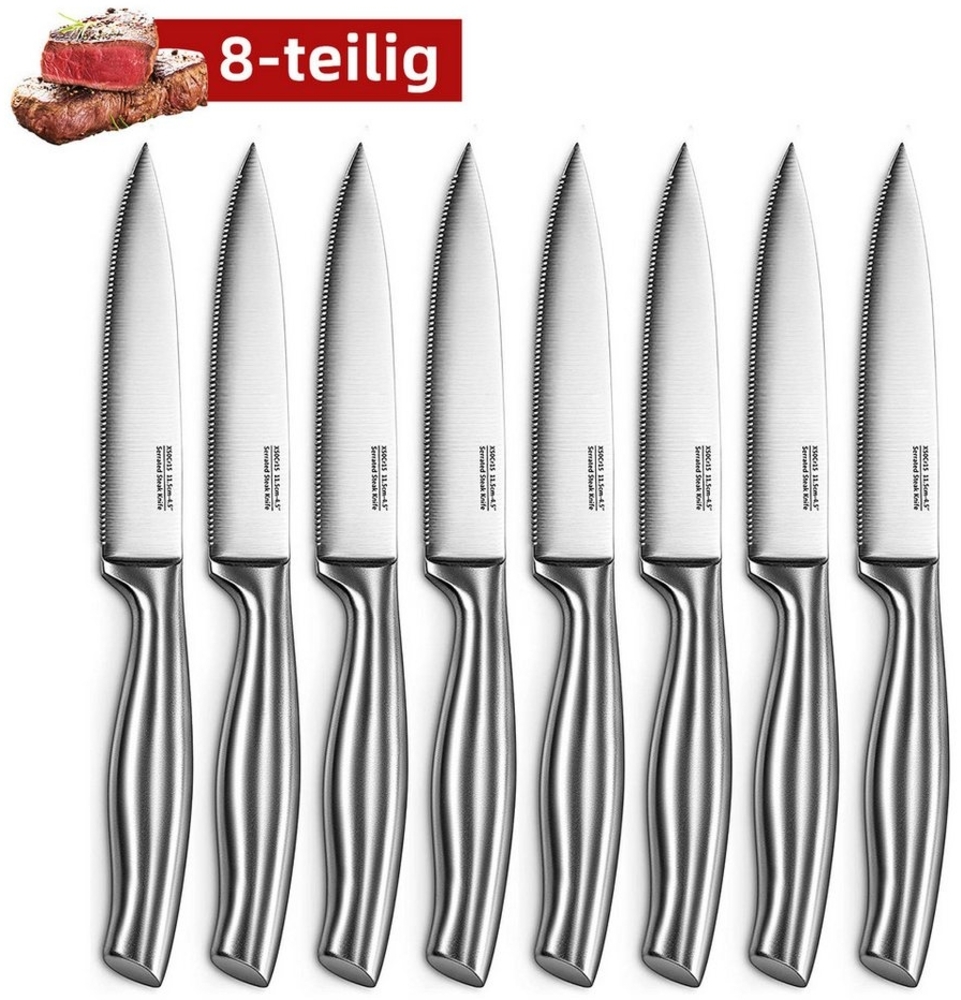 Homimaster Steakmesser Steakmesser, Steakmesser Set, Steakmesser Set 6 teilig 12cm Steakbesteck mit scharfem Wellenschliff , Silbernes Steakmesser Bild 1