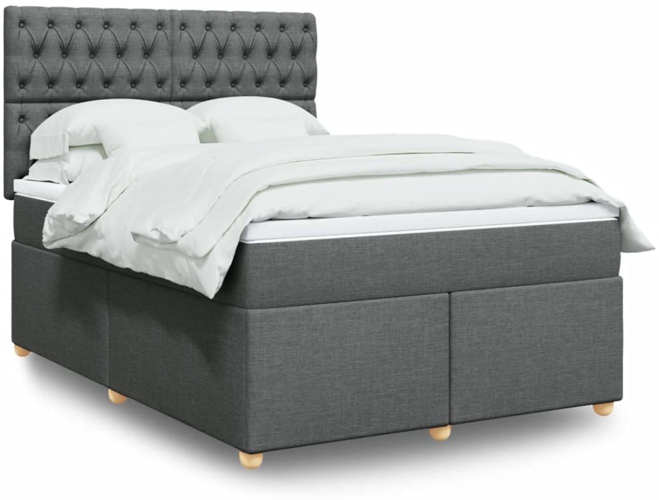 vidaXL Boxspringbett mit Matratze Dunkelgrau 140x200 cm Stoff 3293611 Bild 1