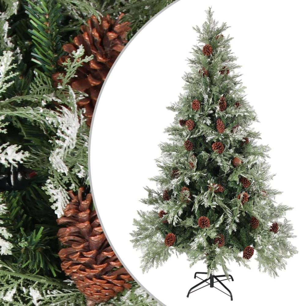 vidaXL Weihnachtsbaum mit Zapfen Grün und Weiß 195 cm PVC & PE 340535 Bild 1