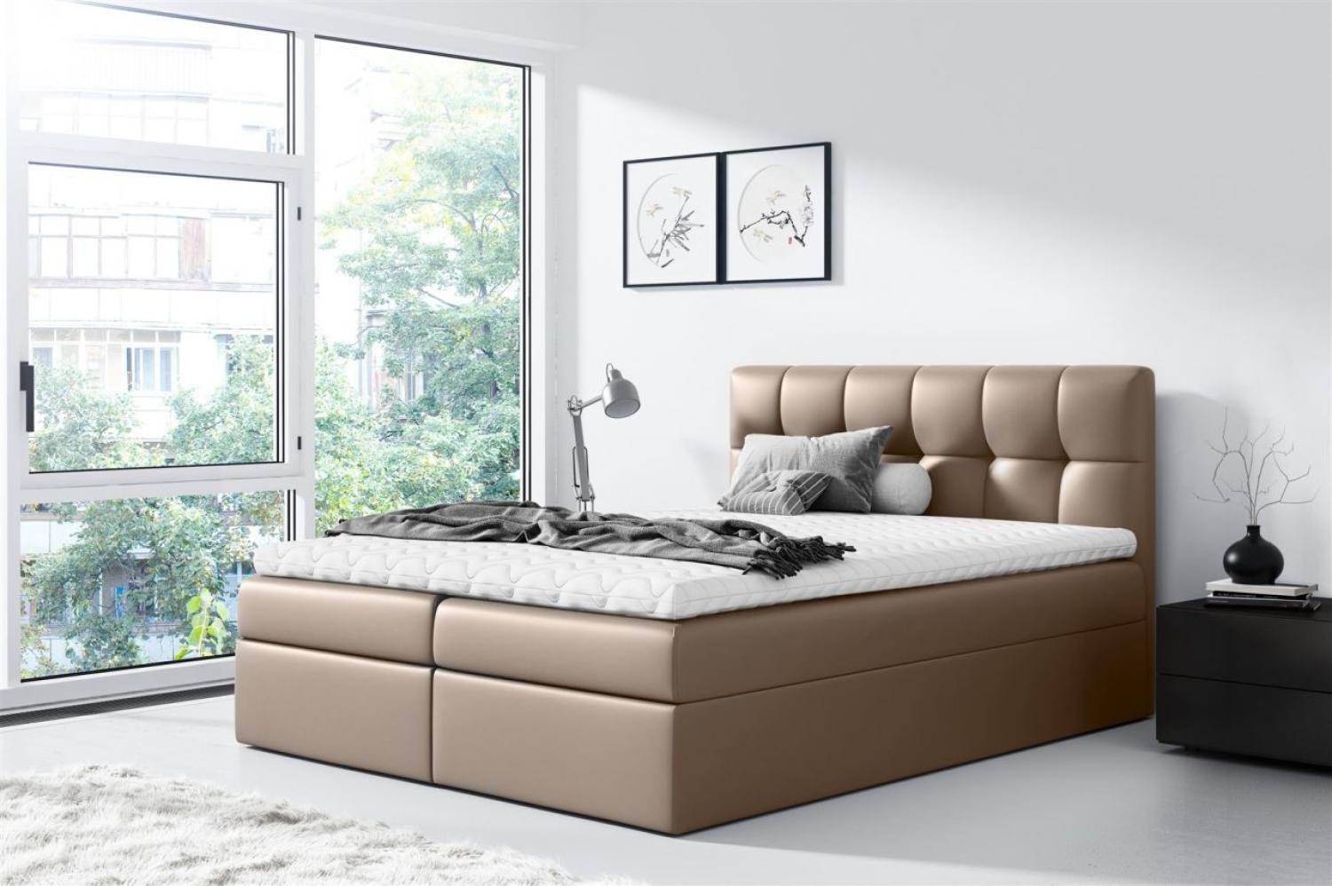 Boxspringbett Schlafzimmerbett CARMEN 200x220cm Kunstleder Schokobraun Bild 1