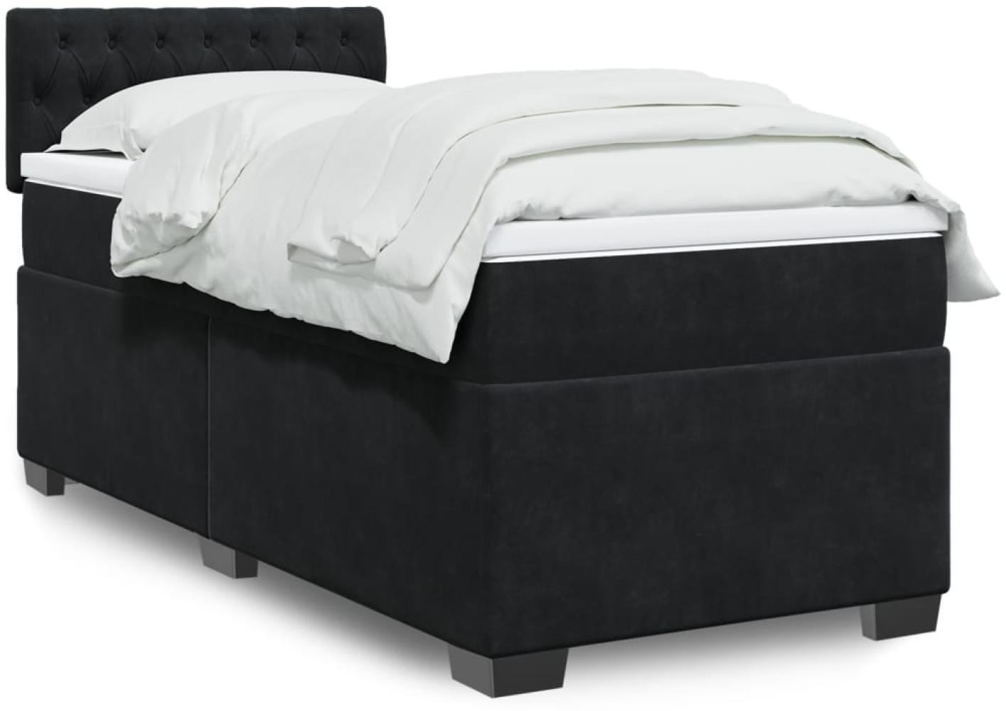 vidaXL Boxspringbett mit Matratze Schwarz 90x200 cm Samt 3286218 Bild 1