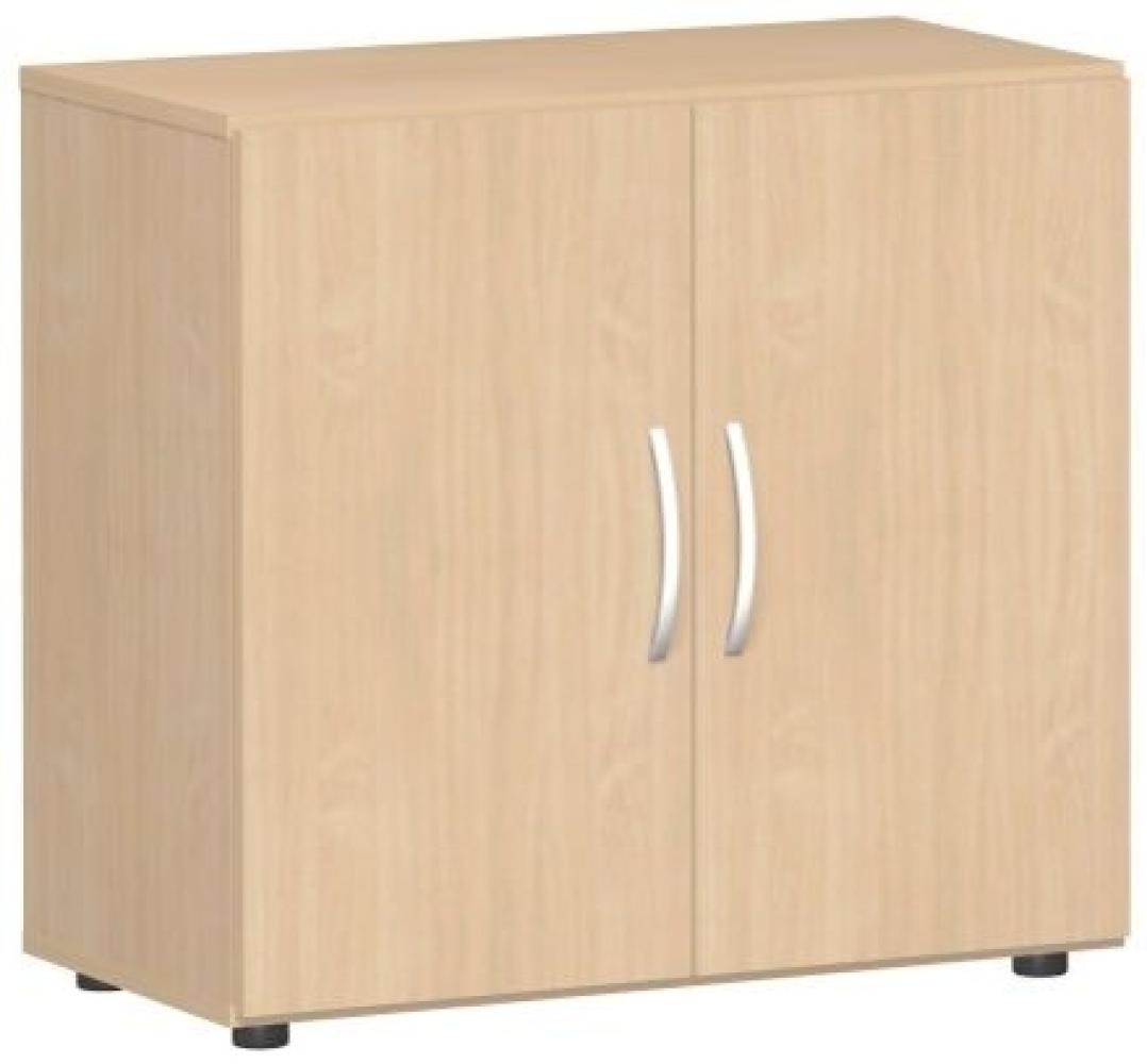 Flügeltürenschrank mit Standfüßen, 2 Ordnerhöhen, Buche, 75,2 x 80 x 42 cm Bild 1