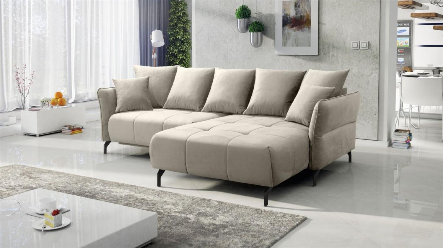 Ecksofa Schlafsofa Sofa SADIE Stoff Element Hellbeige Ottomane Rechts Bild 1