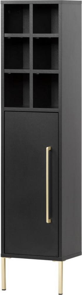 Schildmeyer Gloria Highboard mit offenen Fächern, Holzwerkstoff, Schwarz/Gold, 130,6 x 30,4 x 21,8 cm Bild 1