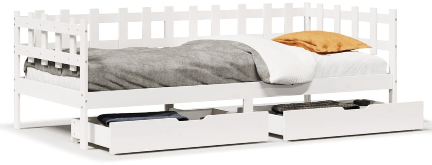 vidaXL Tagesbett mit Schubladen Weiß 90x190 cm Kiefernholz 3302137 Bild 1
