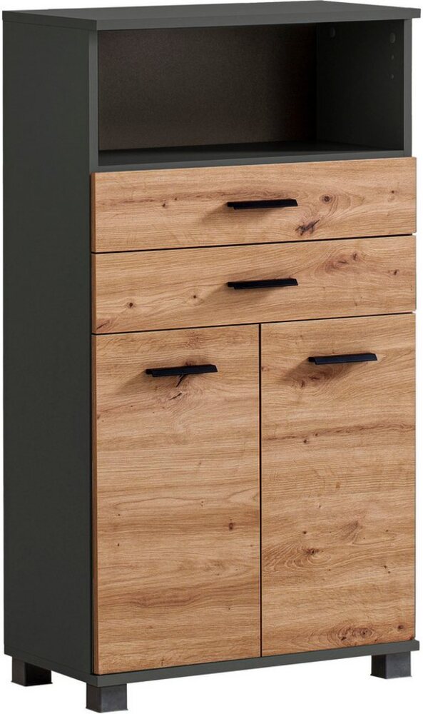 Schildmeyer Palermo Highboard 157647, Anthrazit/Artisan Eiche Dekor, 59,8 x 32,6 x 110,5 cm Bild 1