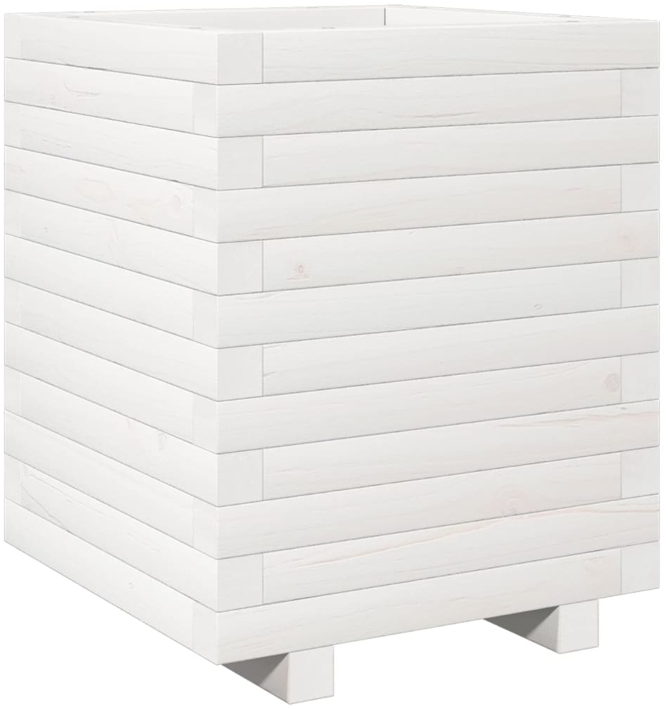 vidaXL Pflanzkübel Weiß 40x40x49,5 cm Massivholz Kiefer 3282510 Bild 1
