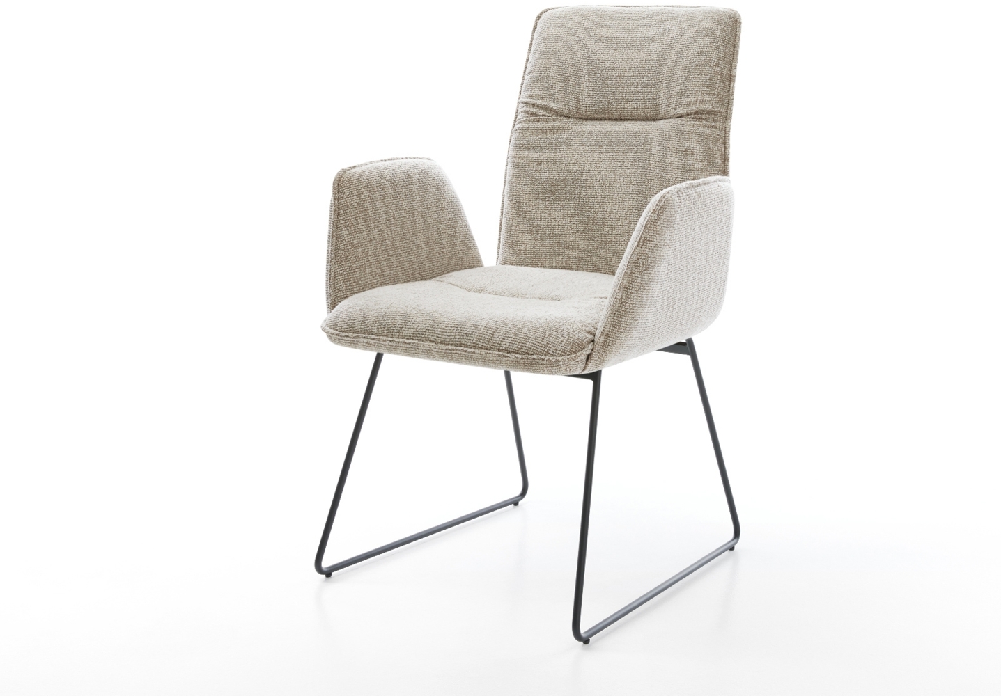 Esszimmerstuhl Vinja-Flex Webstoff Soft Beige Kufengestell Schwarz Bild 1