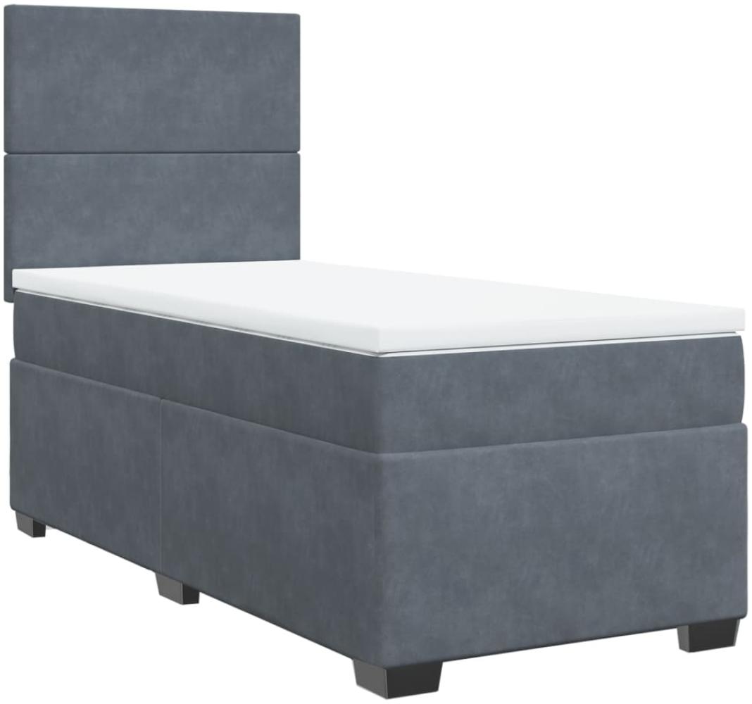 vidaXL Boxspringbett mit Matratze Dunkelgrau 90x200 cm Samt 3290805 Bild 1