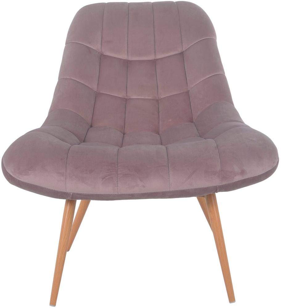 Sessel XXL Samt rosa Holzoptik Relaxsessel Polstersessel Loungesessel Bild 1