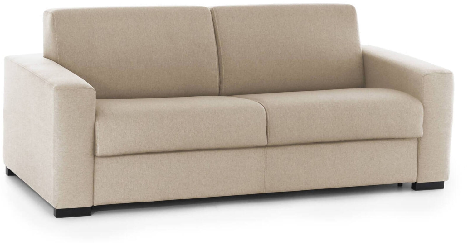 Dmora 2-Sitzer Schlafsofa Asimi, Wohnzimmersofa mit drehbarer Öffnung, gepolsterter Stoff, Standardarmlehnen, 100 % Made in Italy, cm 180x95h90, Beige Bild 1